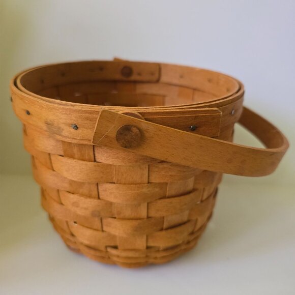 Longaberger Handwoven Small Basket With Handle 1993 Dresden Ohio USA Signed MIC - Picture 12 of 16